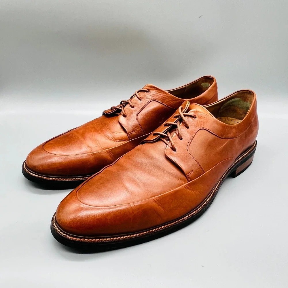 Cole Haan Shoes Mens 11 Brown Leather Grand OS Derby Plain Toe Lace Up Dress